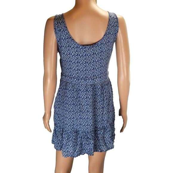 Vertiche Mini Fit and Flare Dress Women's Blue & White Floral Size S - Picture 9 of 10